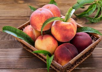 Fresh Peaches In a Basket