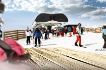 wooden desk space and ski time 