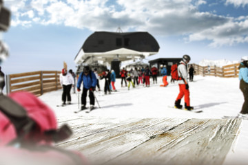 wooden desk space and ski time 