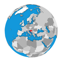 Croatia on globe