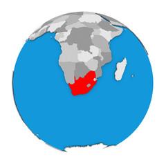 South Africa on globe