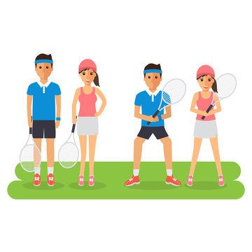 Man and woman tennis sport athletes