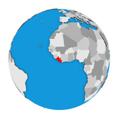 Fototapeta na wymiar Liberia on globe