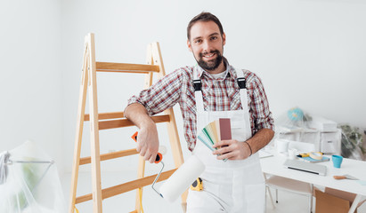 Professional painter posing