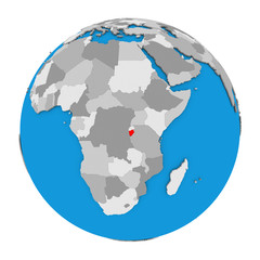 Burundi on globe