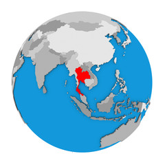 Thailand on globe