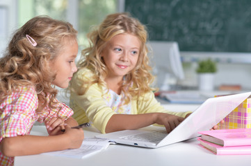 beautiful little girls at class