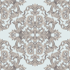 Vintage Baroque damask floral pattern acanthus Imperial style. Vector decor background. Luxury Classic ornament. Royal Victorian texture for wallpapers, textile, fabric. Beige color