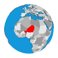Fototapeta na wymiar Niger on globe