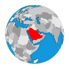 Saudi Arabia on globe