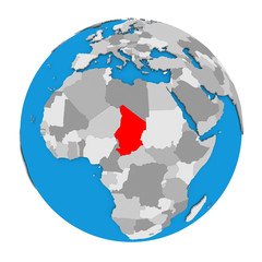 Fototapeta na wymiar Chad on globe