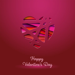 Happy Valentine's Day greeting card, red heart, eps10 vector