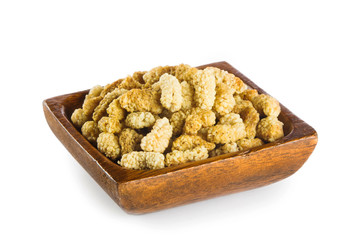 Mulberries in wooden bowl