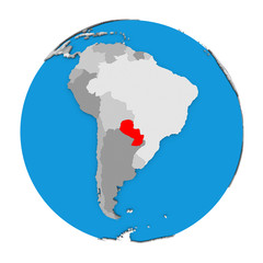 Paraguay on globe
