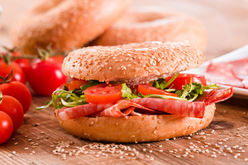 Sesame bagels. 