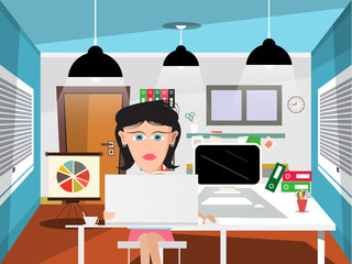 Secretary in Office Vector Illustration