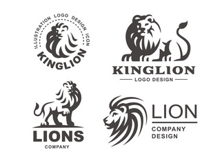 Lion logo set - vector illustration, emblem design