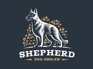 Shepherd dog logo - vector illustration