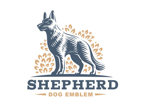 Shepherd dog logo - vector illustration