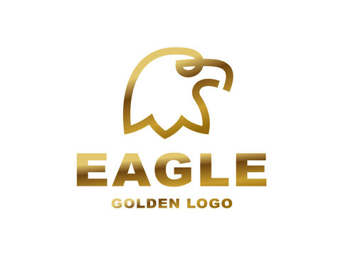 Eagle head logo - golden vector illustration on white background