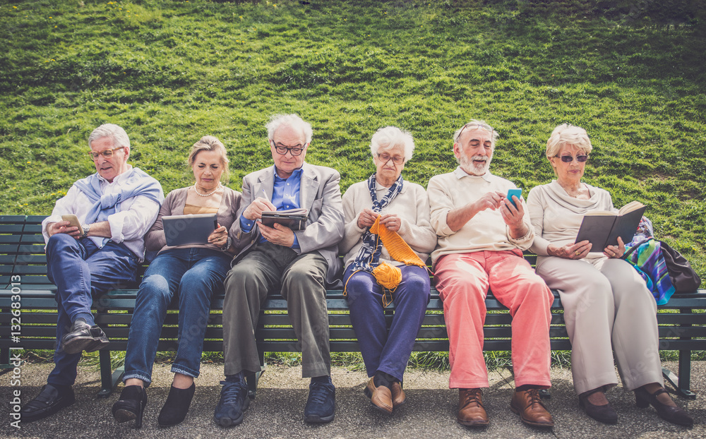 Wall mural senior people in a retirement home