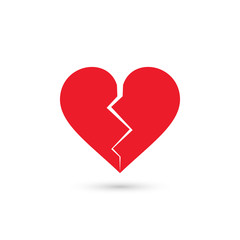 Broken heart icon, vector isolated love sign.