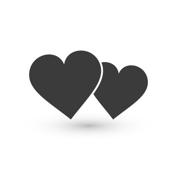 Two hearts icon, vector isolated love smbol.