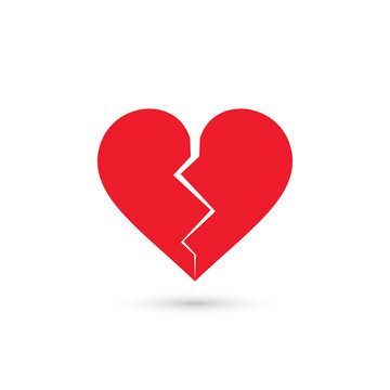 Broken heart icon, vector isolated love sign.
