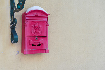 red mailbox on white background