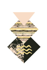 Obrazy na Szkle  Abstrakcyjne kształty geometryczne z teksturami akwareli i grunge