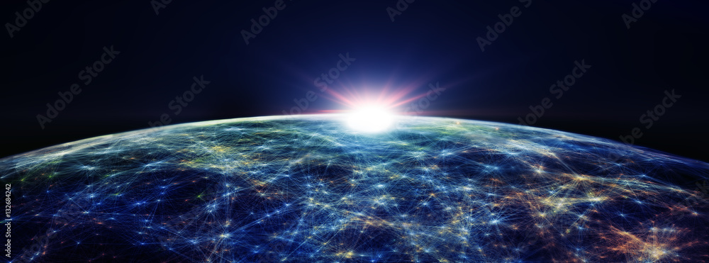 Poster Technology background/Technology background abstract background with connecting dots and lines. Connection structure digital communication. Earth futuristic technology abstract background.	