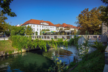 Fototapeta na wymiar Romantic Ljubljana city center