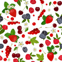 seamless pattern with summer berries, vector illustration