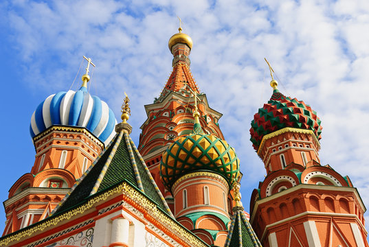 Domes of St. Basil's Cathedral on the Red Square in Moscow, Russia