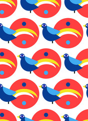 Seamless ornamental pattern with birds. Cute print with bird in scandinavian style.