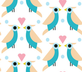 Seamless ornamental pattern with birds. Cute print with bird in scandinavian style.