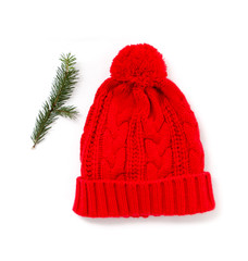 knitted wool hat isolated on white