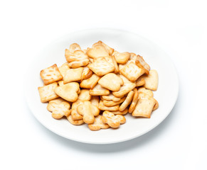 crackers on white background