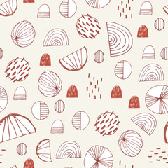 Winter Holidays seamless vector pattern. Nature elements and abstract shapes for party design.