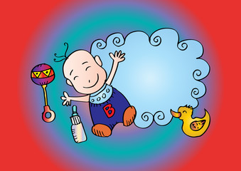 Baby boy shower. Hand drawn illustration.