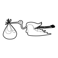 Obraz premium Stork with baby icon, isometric 3d style