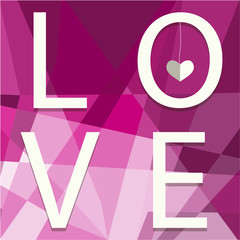 Cover design.The letters L,O,V and E on the pink background.