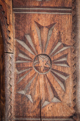 Close up shot of some wooden decoration in Maramures, Romania.