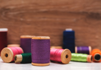 colored spools of threads