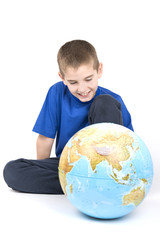 boy and globe