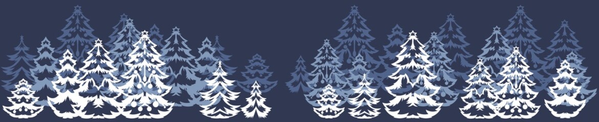 Background with stylized Christmas trees