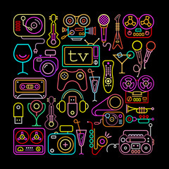 Neon Colors Entertainment Icons