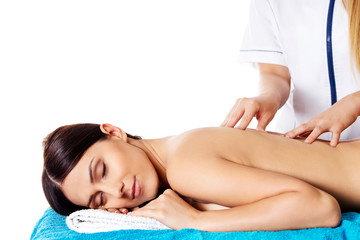 Obraz na płótnie Canvas Woman having massage of body in the spa salon. Beauty treatment concept.