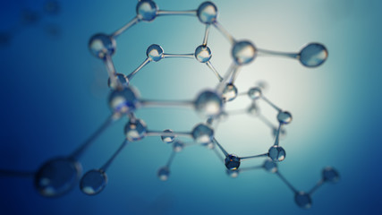 3d illustration of glass molecules. Atoms connection concept. Abstract science background.