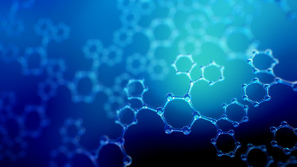 3d illustration of glass molecules. Atoms connection concept. Abstract science background.